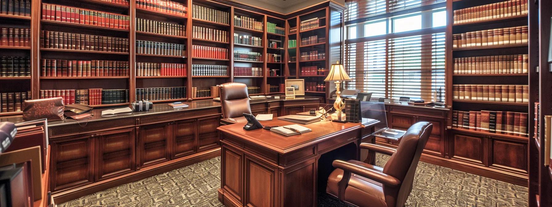 a polished, modern law office interior features an imposing mahogany desk, leather-bound legal books arranged meticulously on shelves, and a thoughtful attorney engaged in discussion, embodying the essence of ethical standards and integrity in legal representation. a polished, modern law office interior features an imposing mahogany desk, leather-bound legal books arranged meticulously on shelves, and a thoughtful attorney engaged in discussion, embodying the essence of ethical standards and integrity in legal representation.