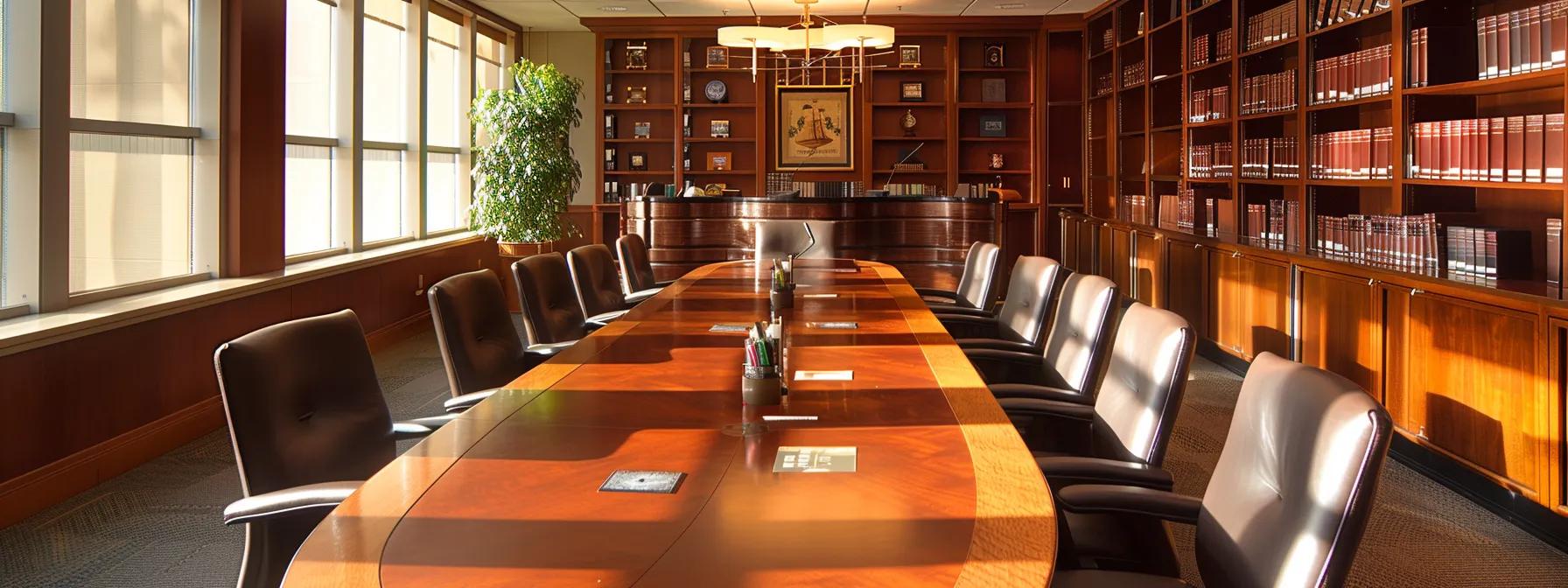 a polished office setting showcases a professional attorney engaged in a detailed discussion with clients at a modern conference table, surrounded by legal books and documents, emphasizing the theme of comprehensive estate planning services.